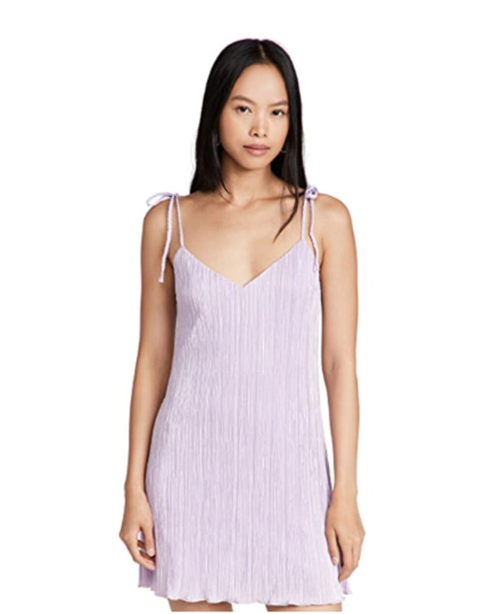 DANNIJO Purple Lilac Mini Pleated Crinkle Braided Strap Mini Dress // S